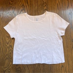 White Cropped Brandy Melville T-Shirt